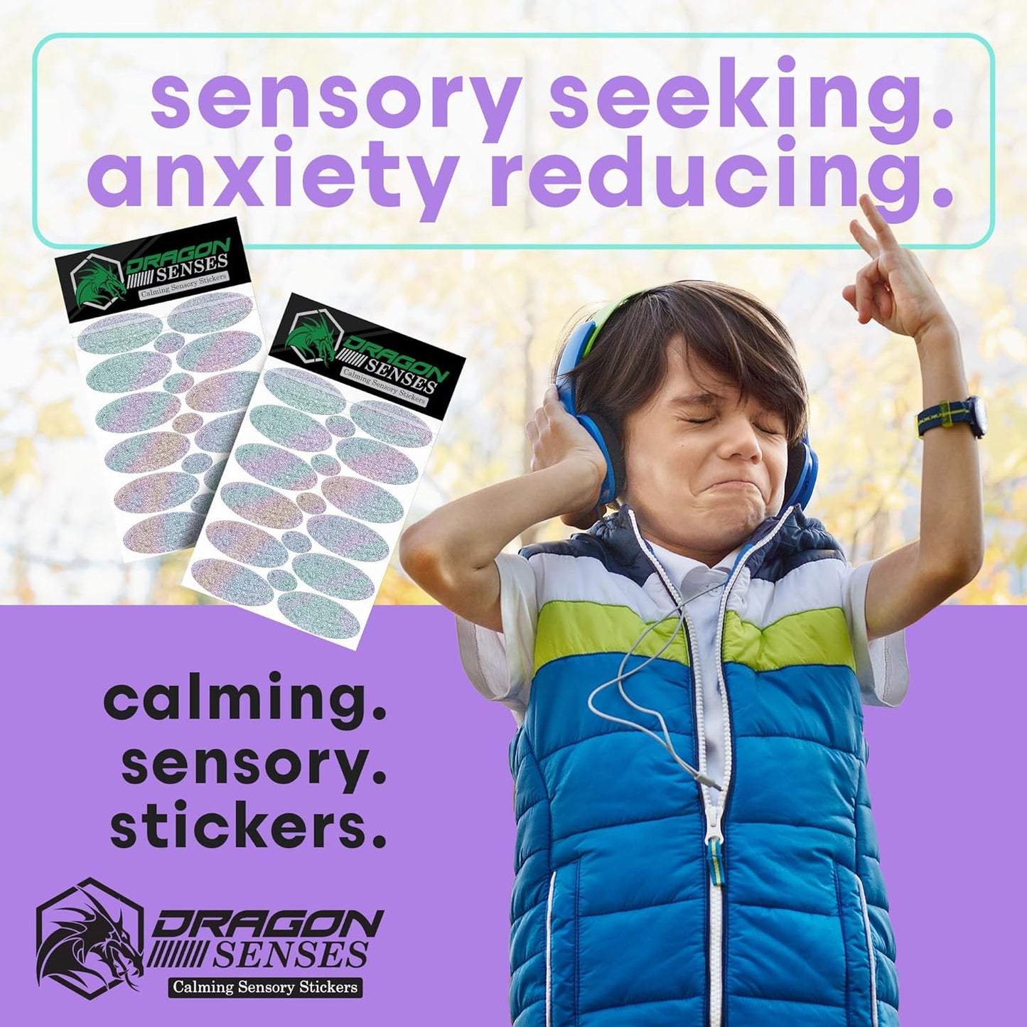 Dragon Senses Calm Strips for Anxiety Sensory Stickers, Textured Stickers with Enhance Sensory Soothing & Calming Effect for Special Needs