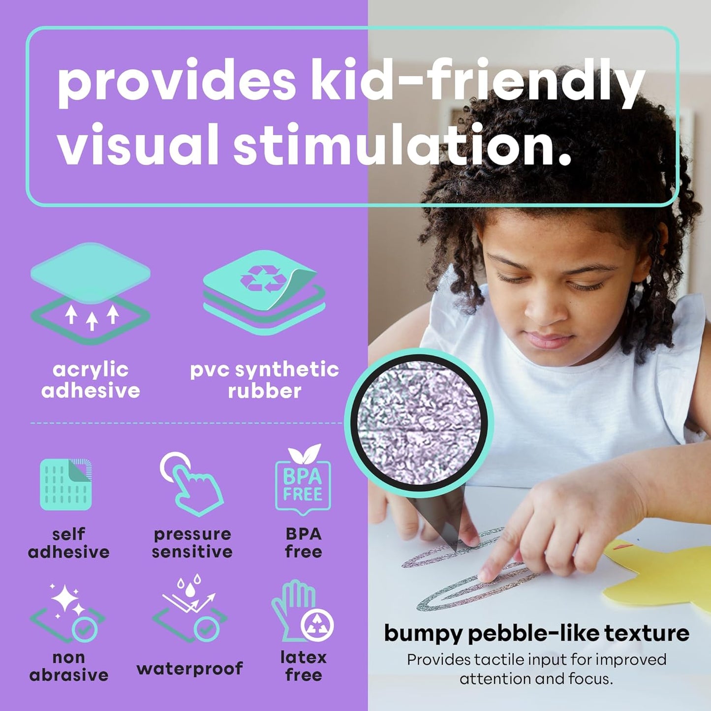 Dragon Senses Calm Strips for Anxiety Sensory Stickers, Textured Stickers with Enhance Sensory Soothing & Calming Effect for Special Needs