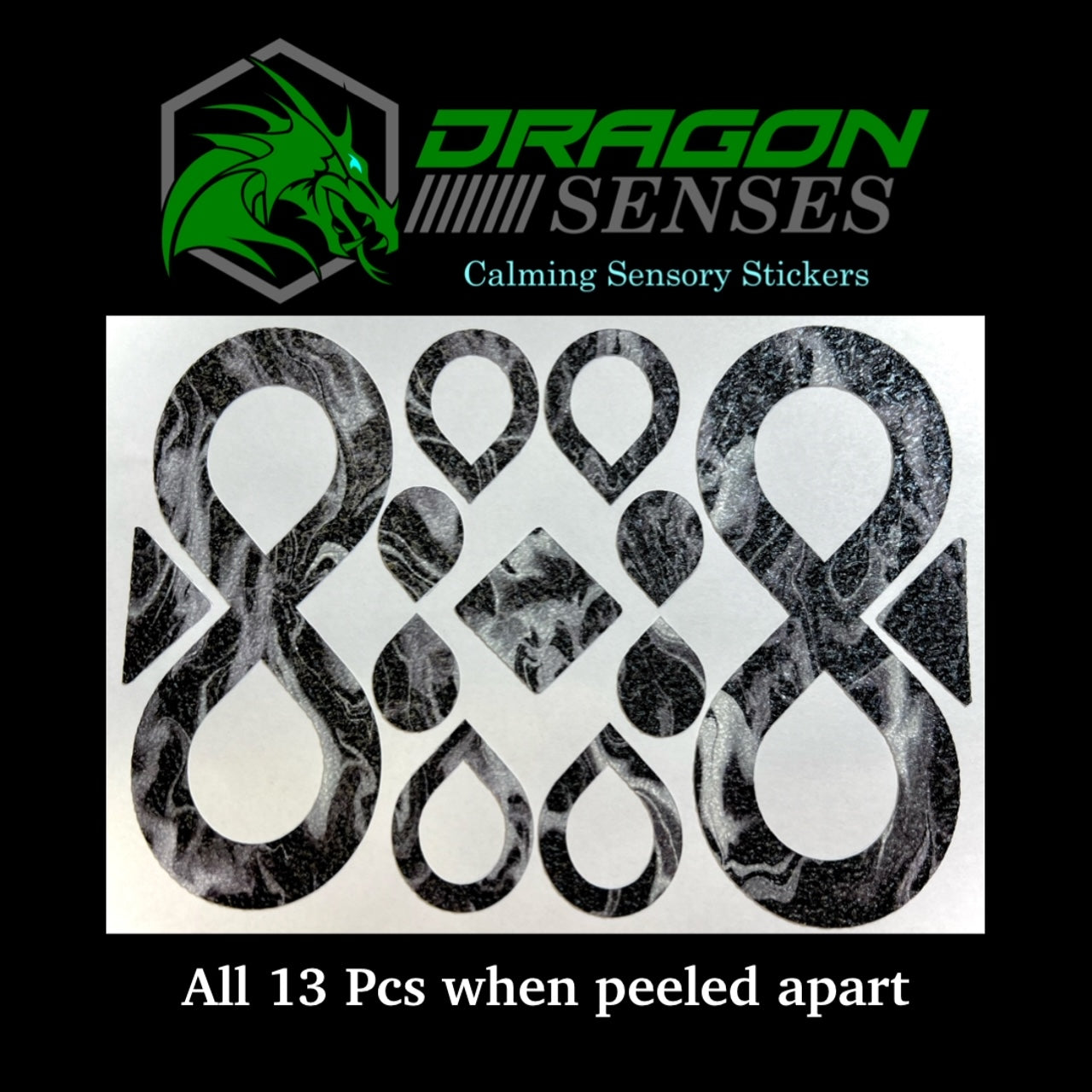 Dragon Senses Infinity 13pc pack of sensory, anxiety, fidget, calming, focus enhancing stickers