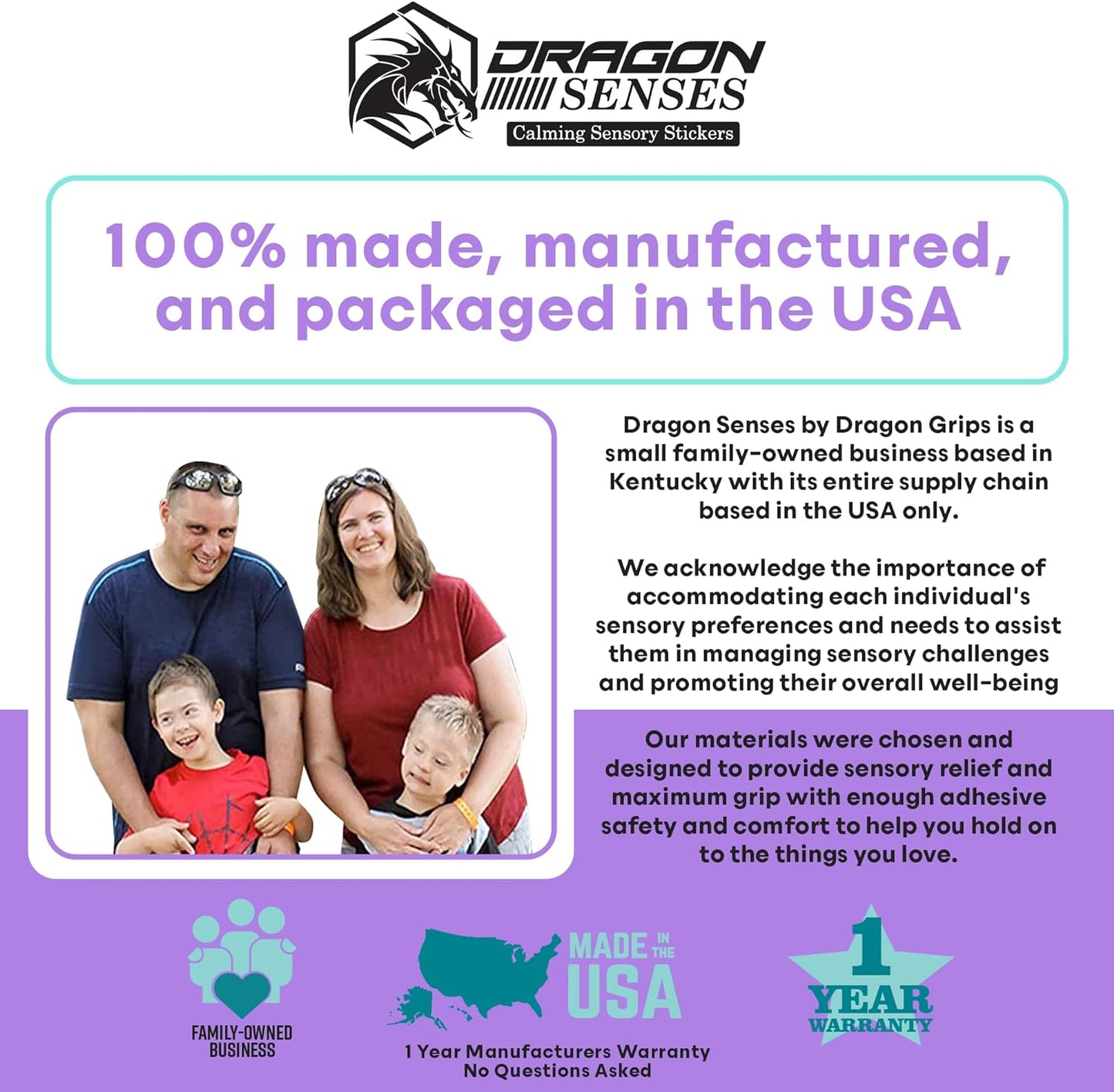 Dragon Senses Calm Strips for Anxiety Sensory Stickers, Textured Stickers with Enhance Sensory Soothing & Calming Effect for Special Needs