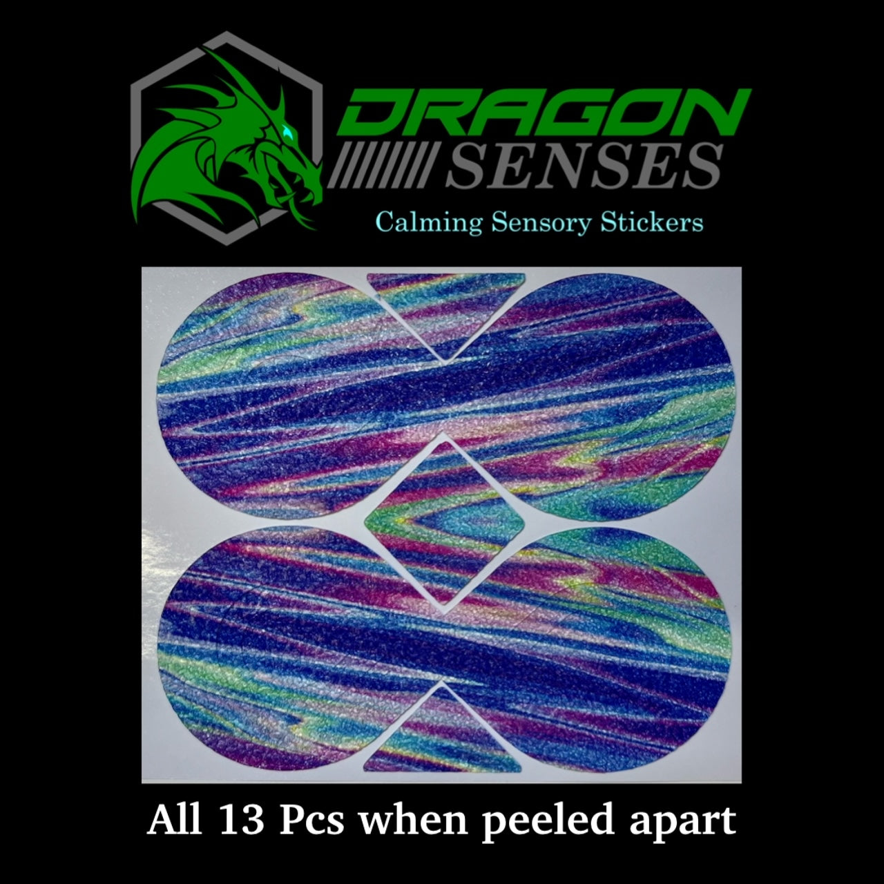 Dragon Senses Infinity 13pc pack of sensory, anxiety, fidget, calming, focus enhancing stickers