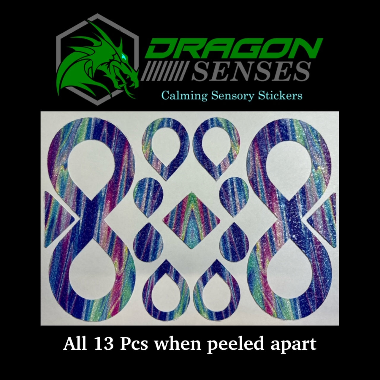 Dragon Senses Infinity 13pc pack of sensory, anxiety, fidget, calming, focus enhancing stickers