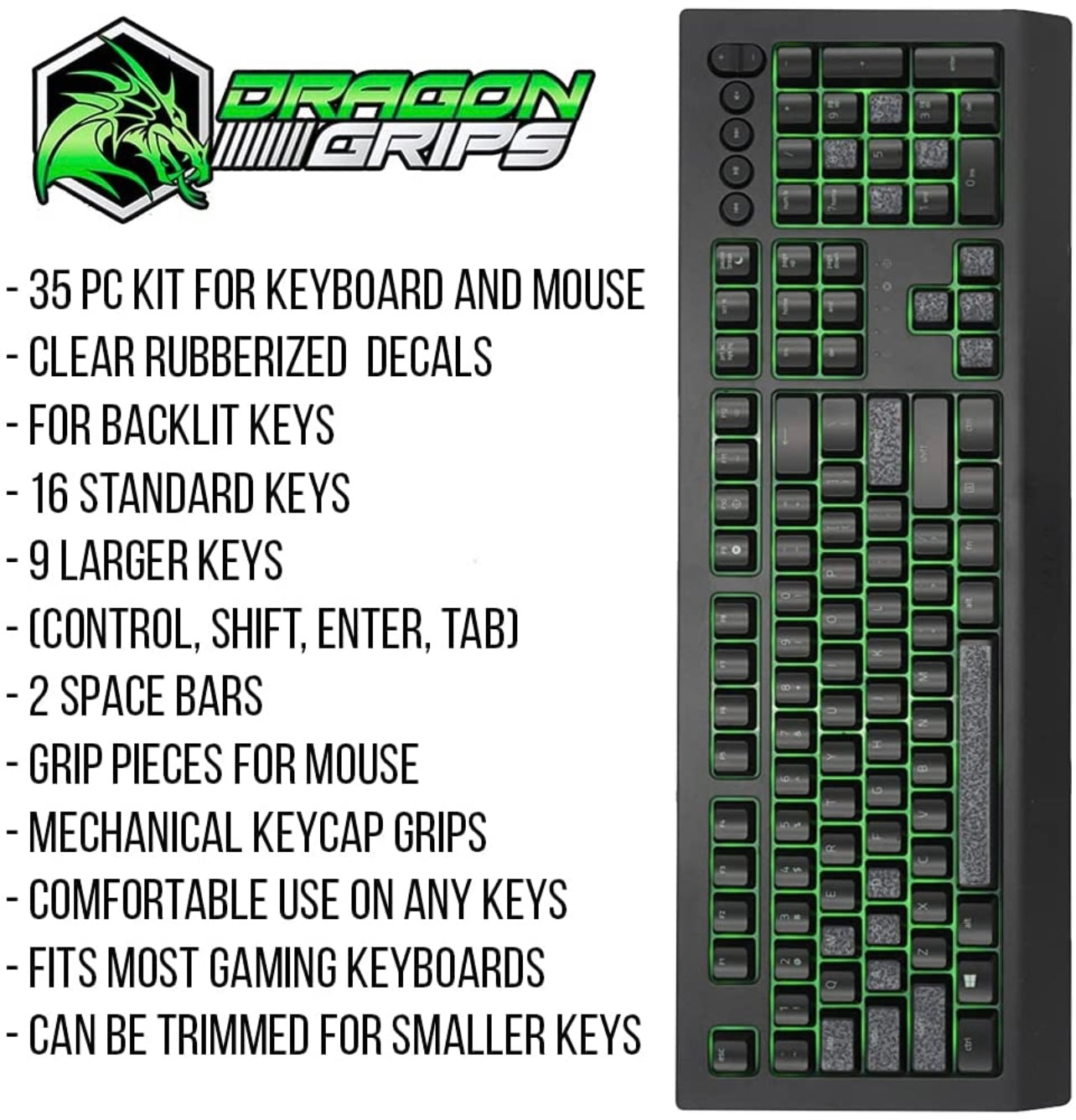 Gaming Keyboard Grips 35pc Set by Dragon Grips