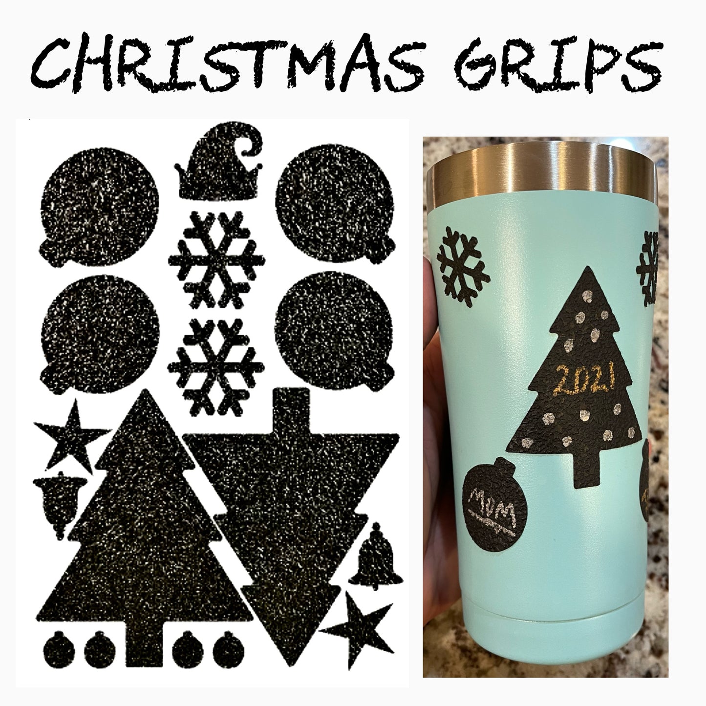 Christmas Grip Decals for Tumblers, coffee cups, wintery slippery things you shouldn't keep dropping!